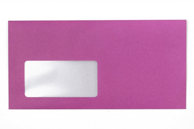 Enveloppen DIN lang met venster, roze opdruk
