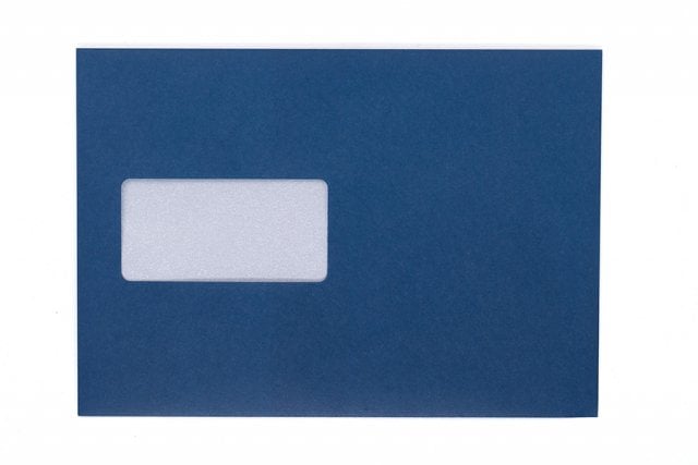 Enveloppen DIN C5 zelfklevend met venster, donkerblauw bedrukt