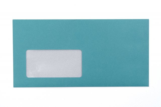 Enveloppen DIN lang met venster, turquoise print