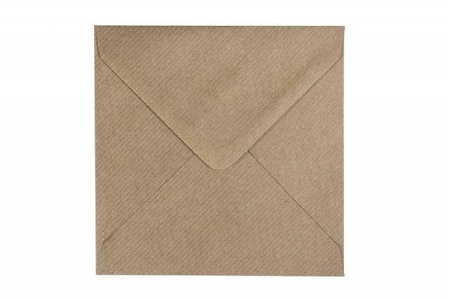 Vierkante enveloppen 140x140 mm, natron kraftpapier geribd