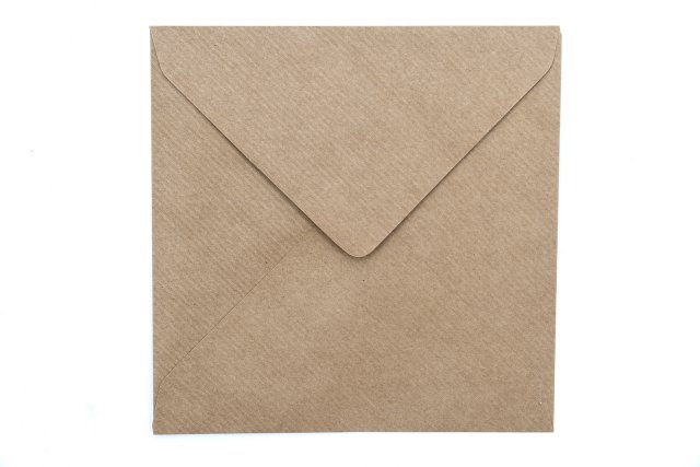 Vierkante envelop 155x155 mm, natron kraftpapier geribd