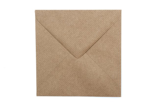 Vierkante enveloppen 130x130 mm, natron kraftpapier geribd