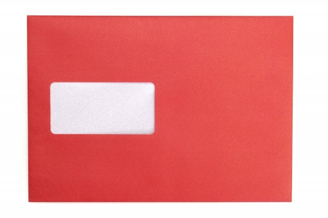 Enveloppen DIN C5 zelfklevend met venster, rode opdruk