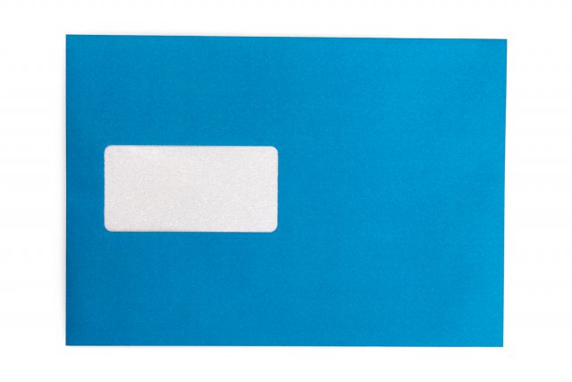 Enveloppen DIN C5 zelfklevend met venster, blauwe opdruk