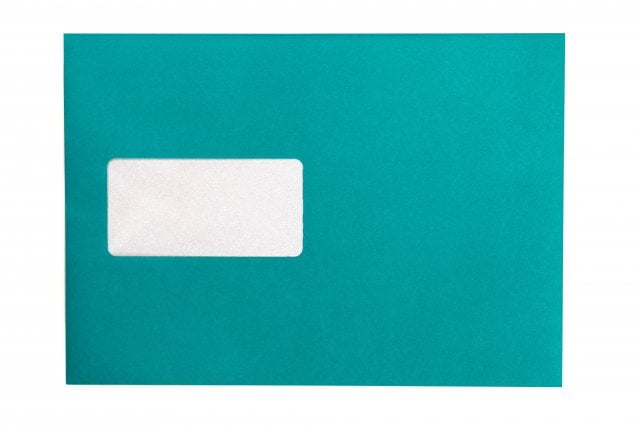 Enveloppen DIN C5 zelfklevend met venster, turkoois bedrukt