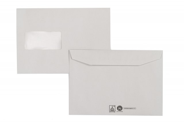 Enveloppen DIN C5, gerecycled grijs met venster
