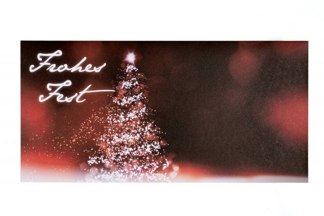 Enveloppen DIN lang, print rood, kerstboom