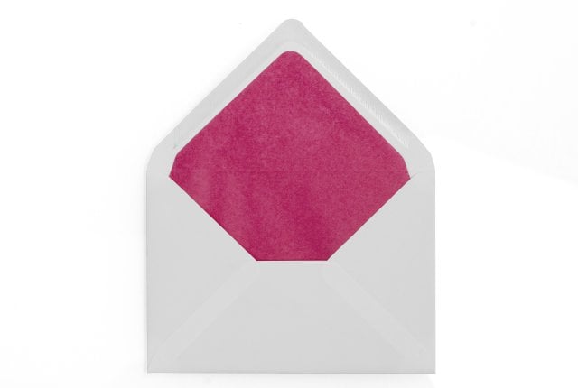 Enveloppen DIN C6, wit met roze voering