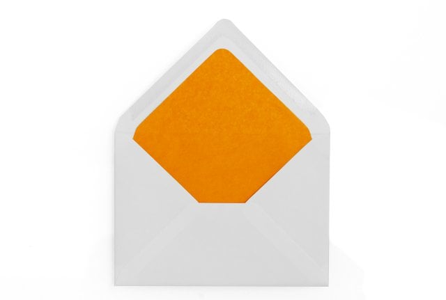 Enveloppen DIN C6, wit met oranje voering