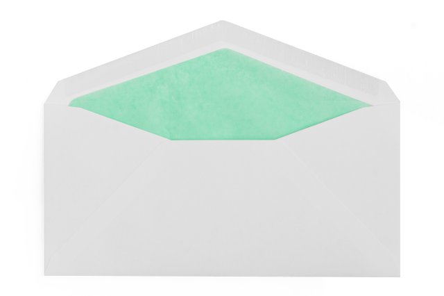 Enveloppen DIN lang, wit met turquoise voering