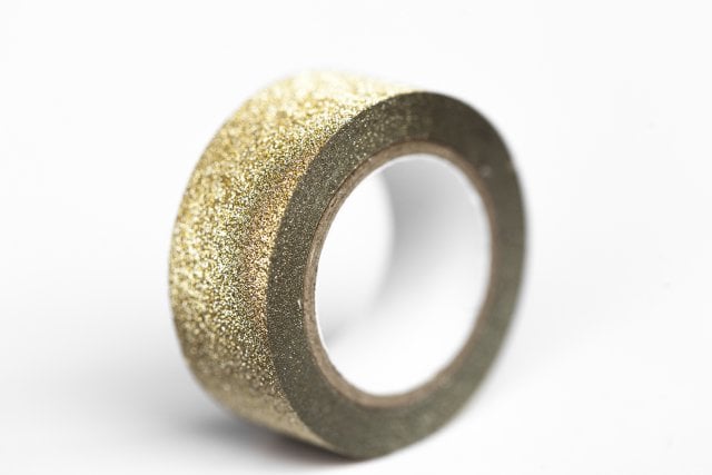 Plakband glitter goud, 9m lang, 15mm breed