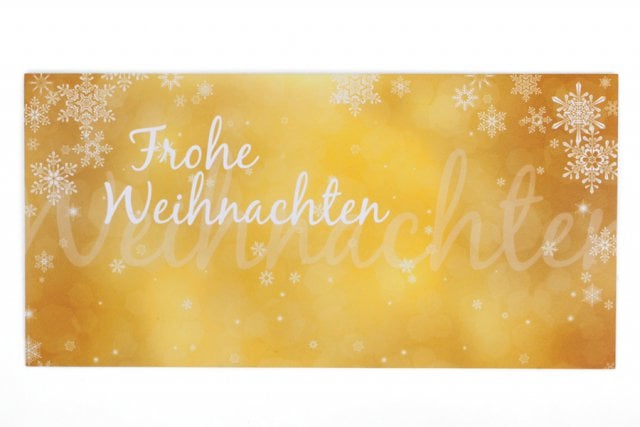 Enveloppen DIN lang, print geel, kerstsneeuw