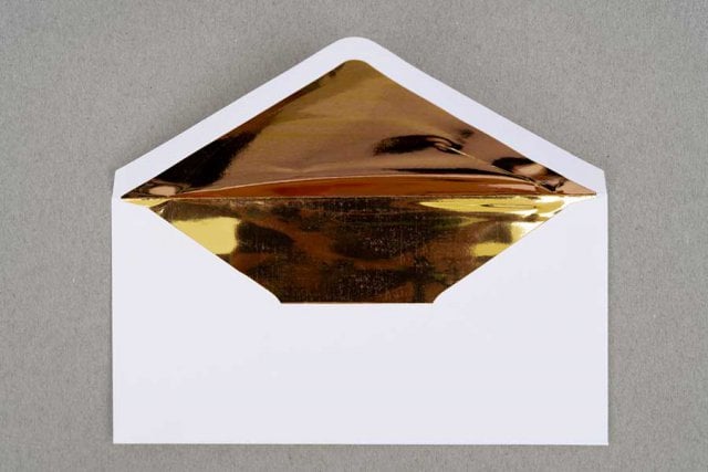 Enveloppen DIN lang, wit met gouden voering