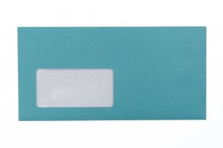 Enveloppen DIN lang met venster, turquoise print