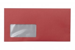 Enveloppen DIN lang+ met venster, rode opdruk
