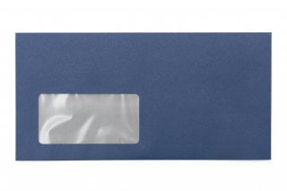 Enveloppen DIN lang+ met venster, donkerblauw bedrukt