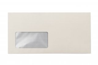 Enveloppen DIN lang+ met venster, crème opdruk
