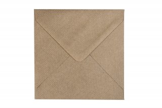 Vierkante enveloppen 140x140 mm, natron kraftpapier geribd