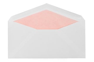Enveloppen DIN lang, wit met roze voering