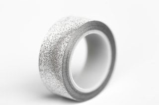 Plakband glitter zilver, 9m lang, 15mm breed