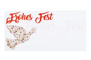 Enveloppen DIN lang, wit met print, kerstduif