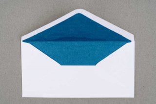 Enveloppen DIN lang, wit met blauwe voering