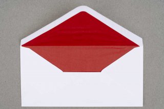 Enveloppen DIN lang, wit met rode voering