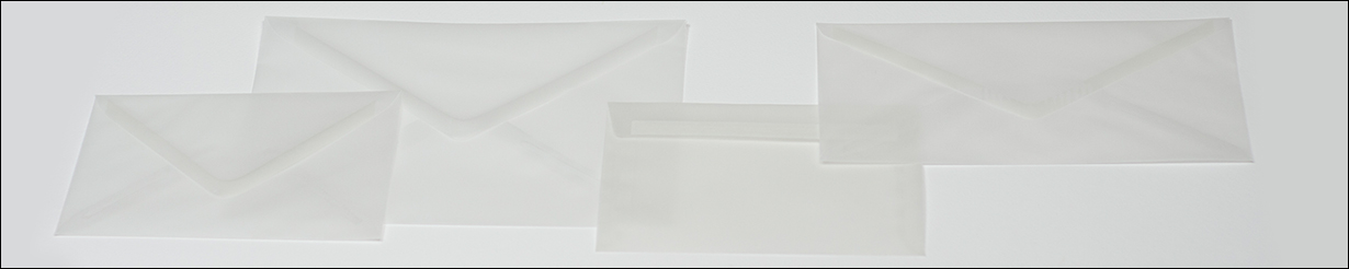 Transparante enveloppen en doorzichtige enveloppen in verschillende formaten, zoals DIN Lang, C6 en C4
